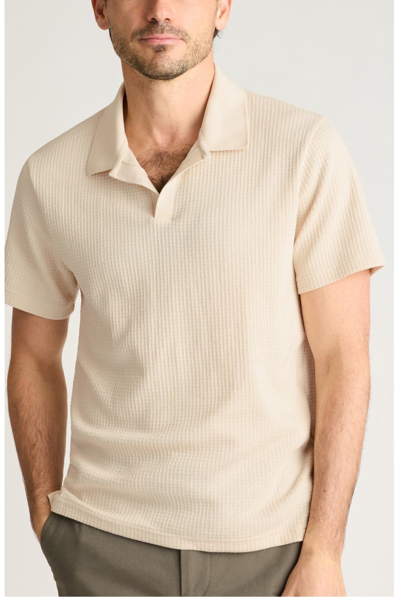 Johnny Collar Waffle Knit Polo, Main, color, BONE WHITE 12-0105 TCX