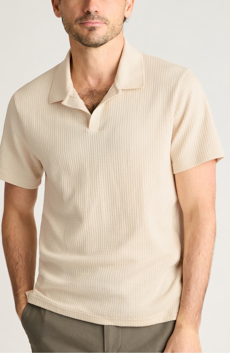 Bonobos Johnny Collar Waffle Knit Polo, Main, color, Bone White 12-0105 Tcx