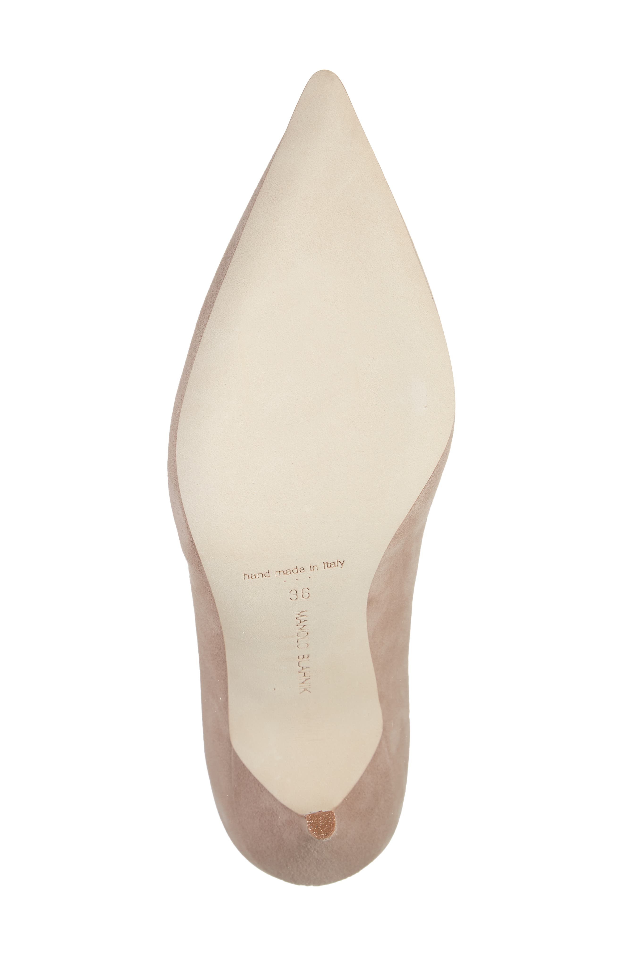 Manolo Blahnik BB Pointed Toe Pump, Alternate, color, Nude Suede