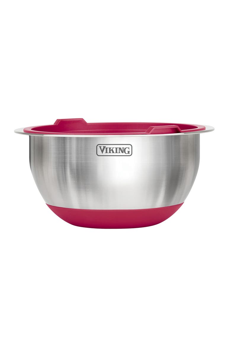 10-Piece Stainless Steel Mixing Bowl Set with Lids, Alternate, color, RED