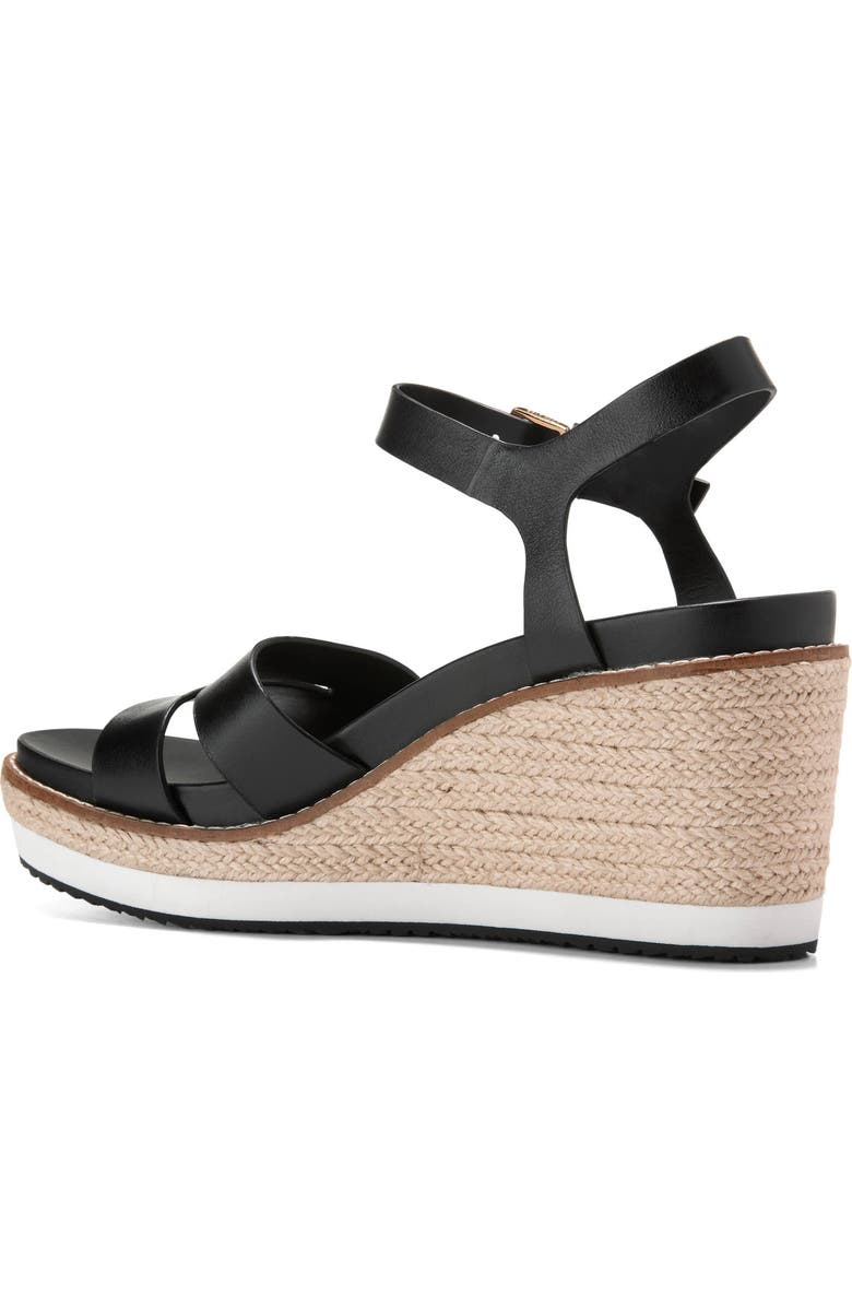 Cole Haan Ronnie Cloudfeel Espadrille Platform Wedge Sandal, Alternate, color, Black Leather/ Natural