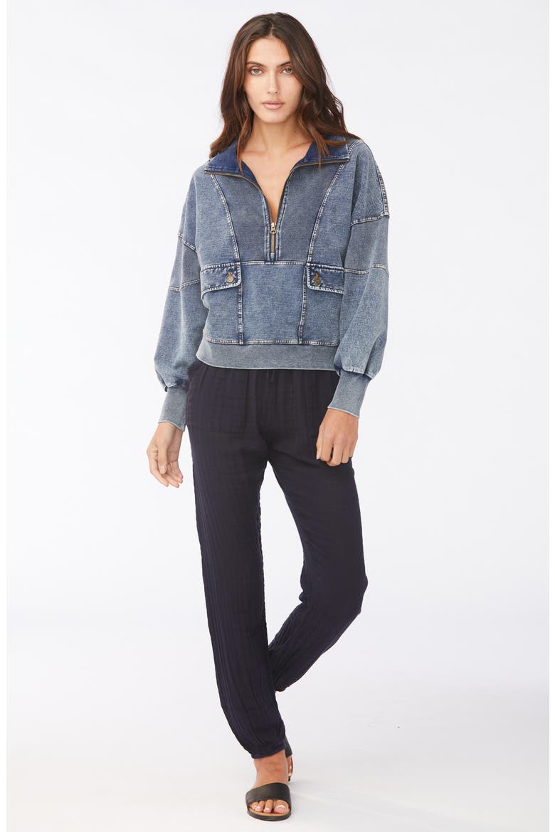 Camille Half Zip Pullover, Alternate, color, WASHED INDIGO