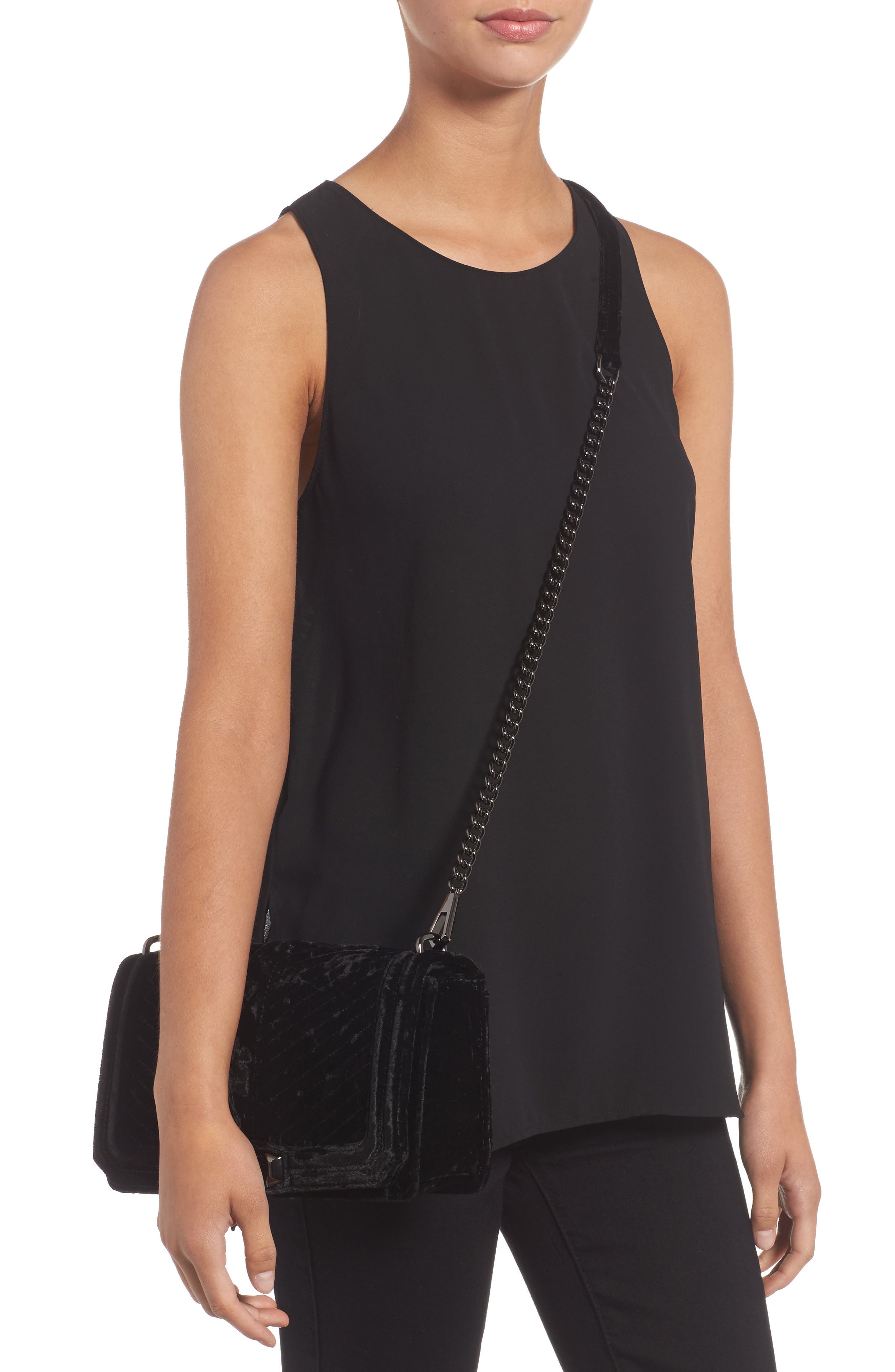 Love Velvet Quilted Crossbody Bag, Alternate, color, BLACK