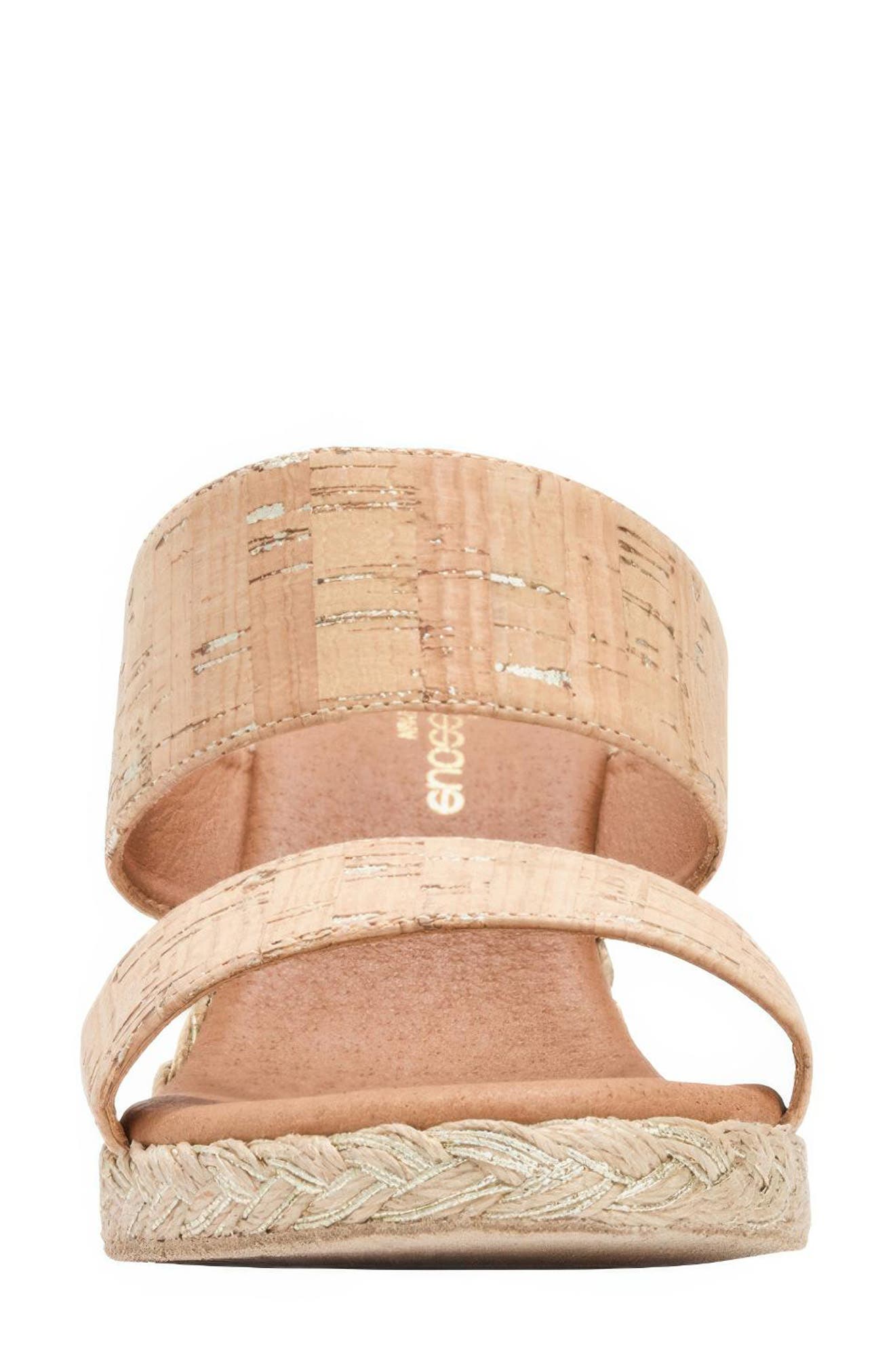 André Assous Nolita Cork Espadrille Platform Wedge Slide Sandal, Alternate, color, Natural