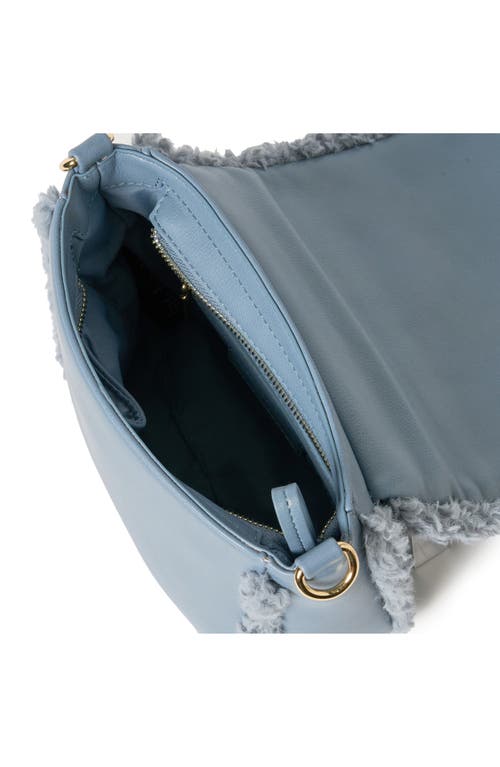 Urban Originals Faux Shearling Flap Crossbody Bag In Blue