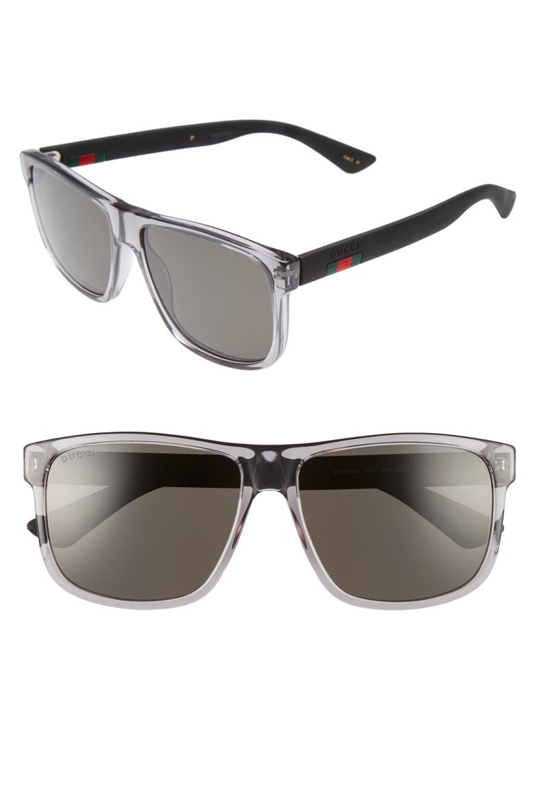 58mm Polarized Sunglasses, Main, color, TRANSPARENT GREY W/ GREY PLR