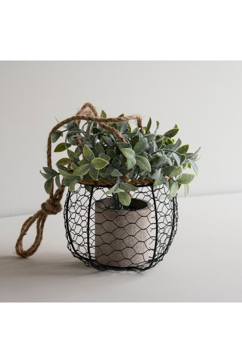 Hanging Basket Black Metal & Jute Planter, Alternate, color, Black
