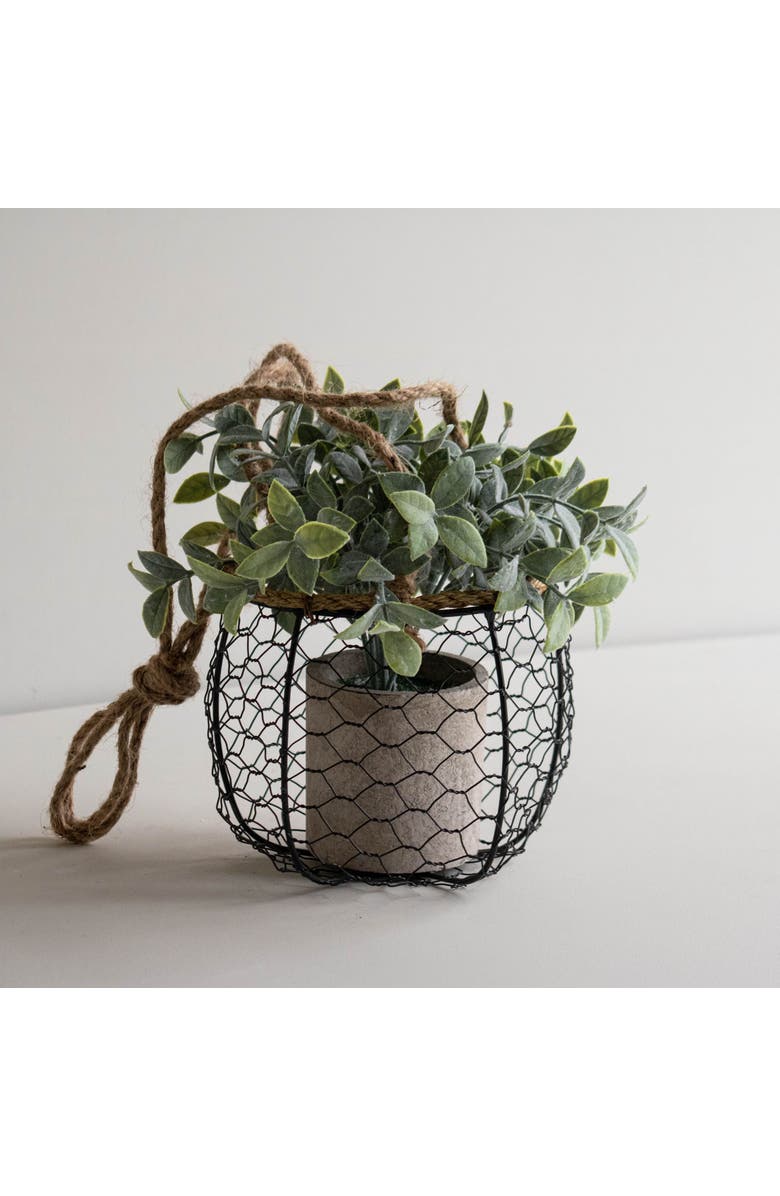 Foreside Home and Garden Hanging Basket Black Metal & Jute Planter, Alternate, color, Black