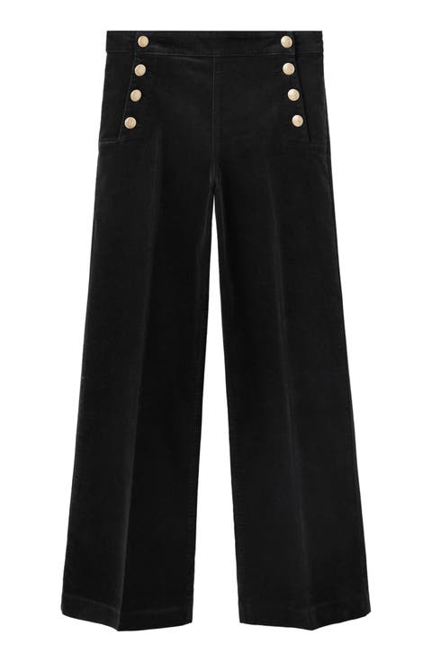 Side Button Wide Leg Jeans