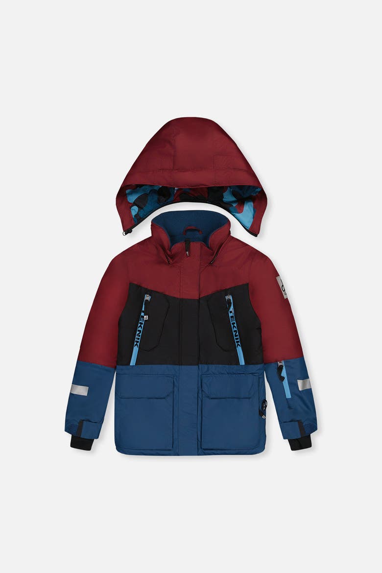 Teknik Camouflage Jacket & Reinforced Pants Two Piece Snowsuit, Alternate, color, Blue and Red Camouflage