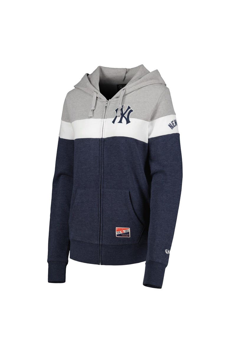 New Era Women's New Era Heather Navy New York Yankees Colorblock Full-Zip Hoodie Jacket, Alternate, color, 