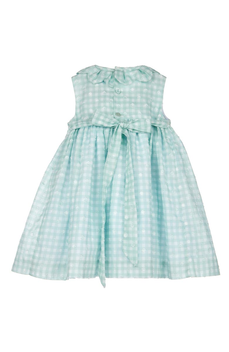 Luli & Me Petal Smocked Clip Dot Check Dress, Alternate, color,