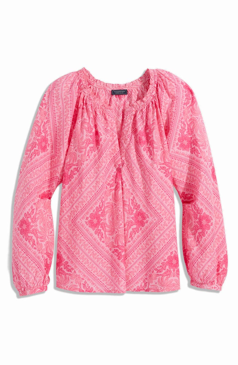 vineyard vines Tile Print Cotton Blend Top, Alternate, color, 