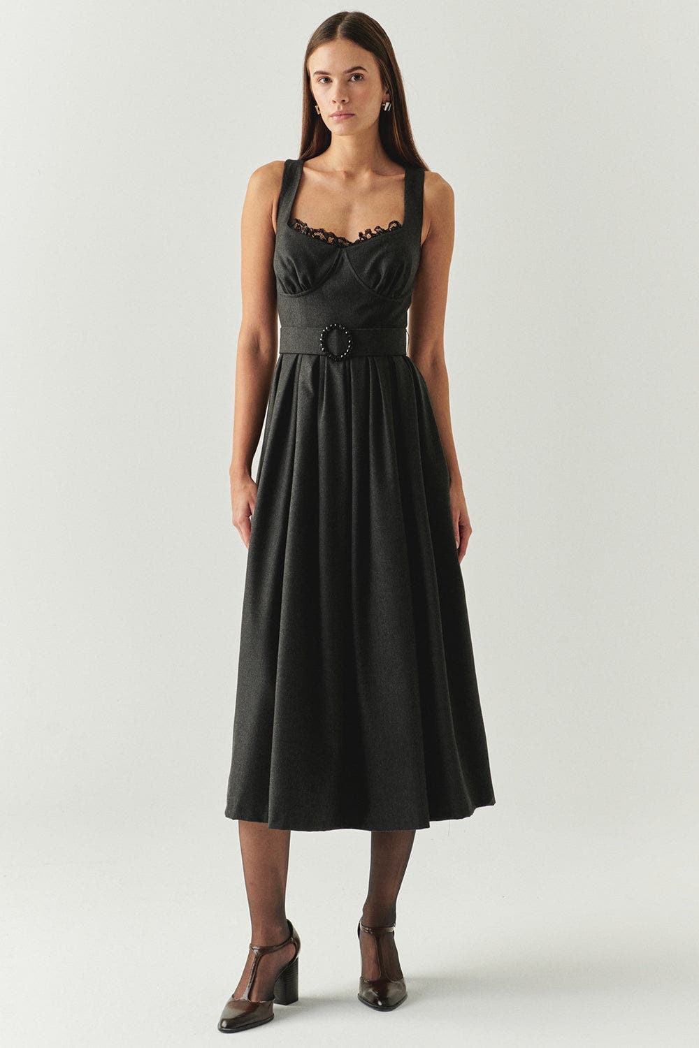 Exquise Ayleen Corset Style Pleated Midi Dress (Women) | Nordstrom