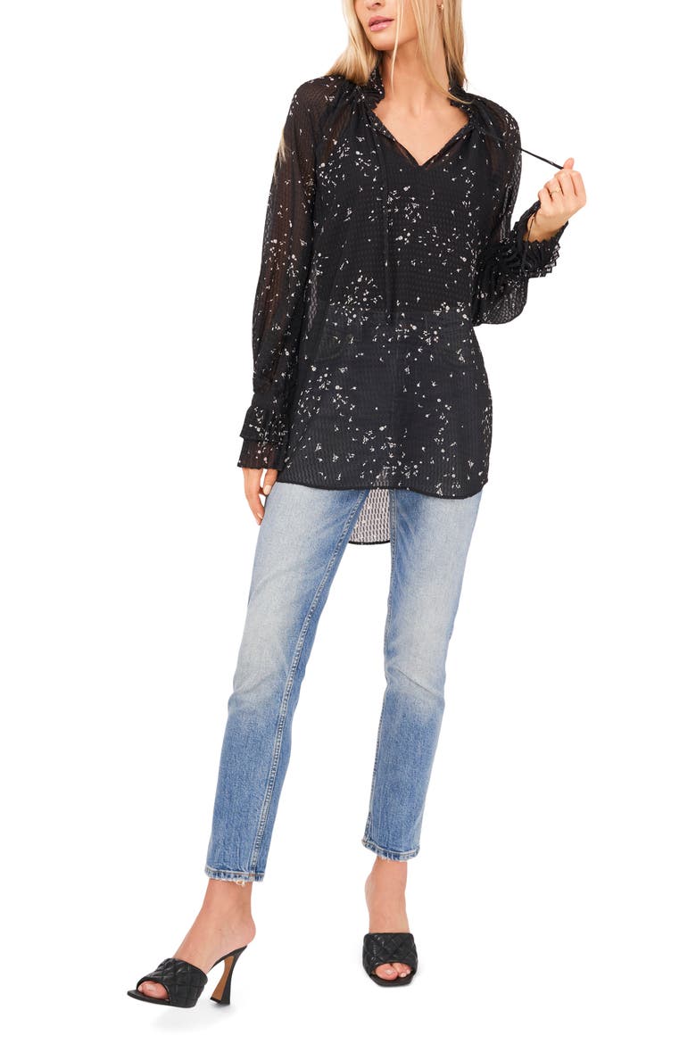 Ruffle Cuff Tunic Top, Alternate, color, RICH BLACK