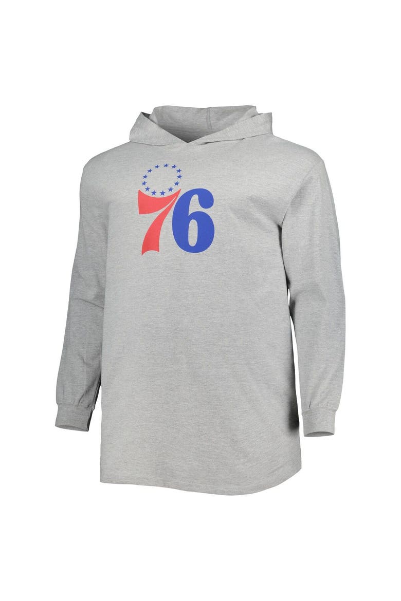 Men's Fanatics Branded Heather Gray Philadelphia 76ers Big & Tall Pullover Hoodie, Alternate, color, Heather Gray