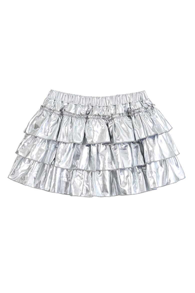 Tiered Mini Skirt, Main, color, Silver