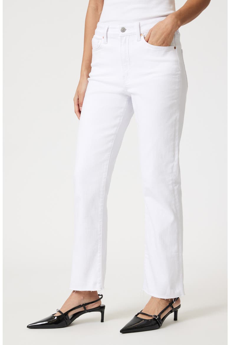 New York Raw Hem High Waist Straight Leg Jeans, Alternate, color, WHITE FLEX BLUE