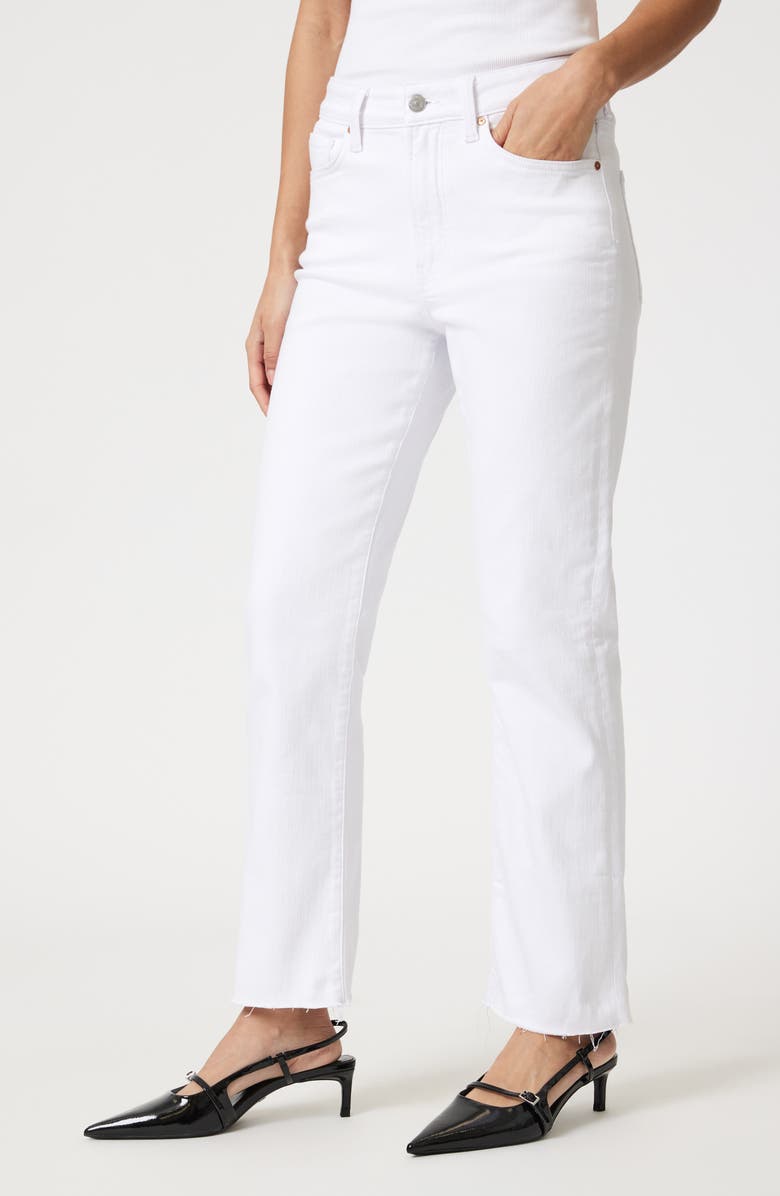Mavi Jeans New York Raw Hem High Waist Straight Leg Jeans, Alternate, color, White Flex Blue