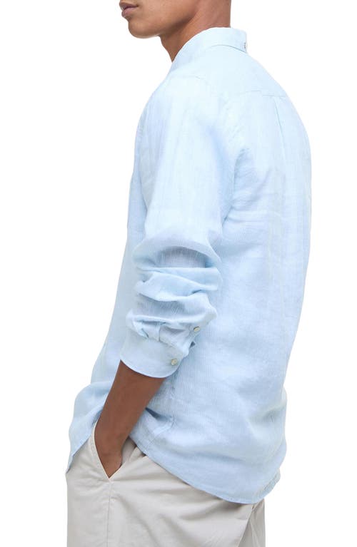 Shop Barbour Linton Regular Fit Linen Button-down Shirt In Ocean Sky