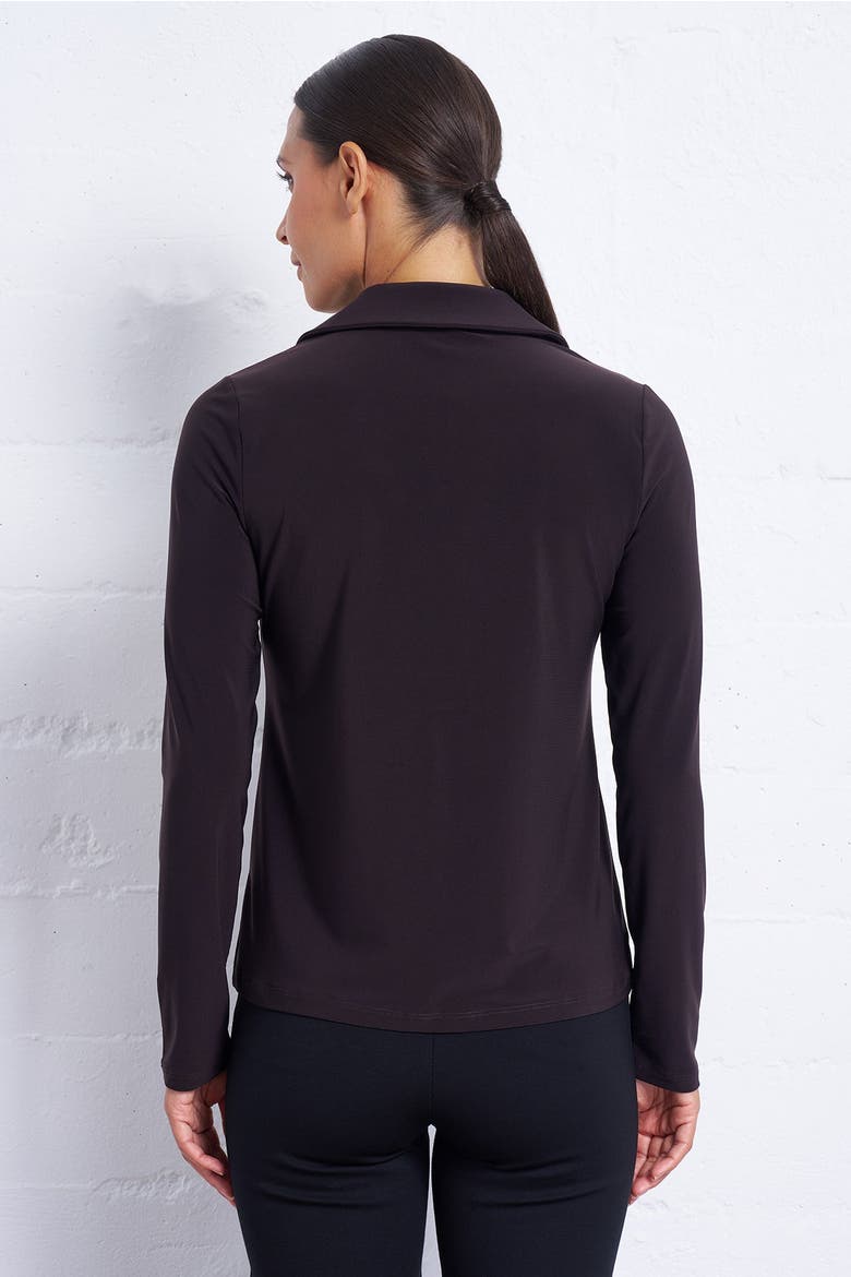 Luxe Stretch Jersey Button-Up, Alternate, color, Espresso