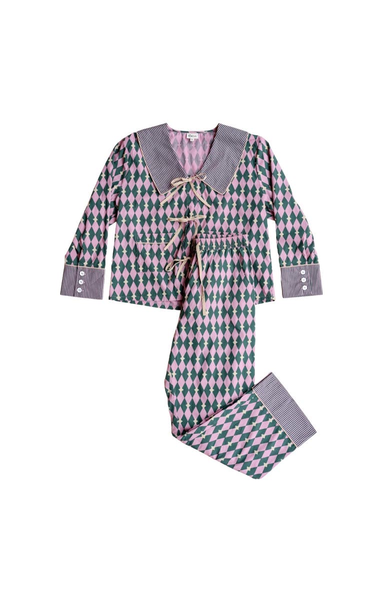 TBCo Cotton Harlequin Collar Pajamas, Main, color, Pink Harlequin