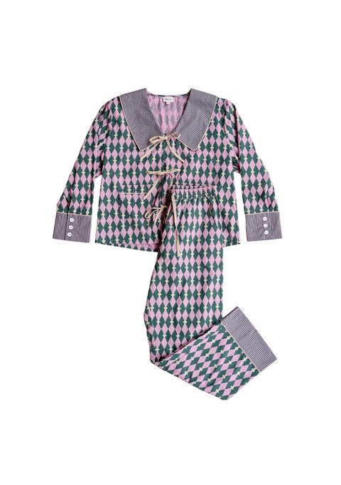 Cotton Harlequin Collar Pajamas
