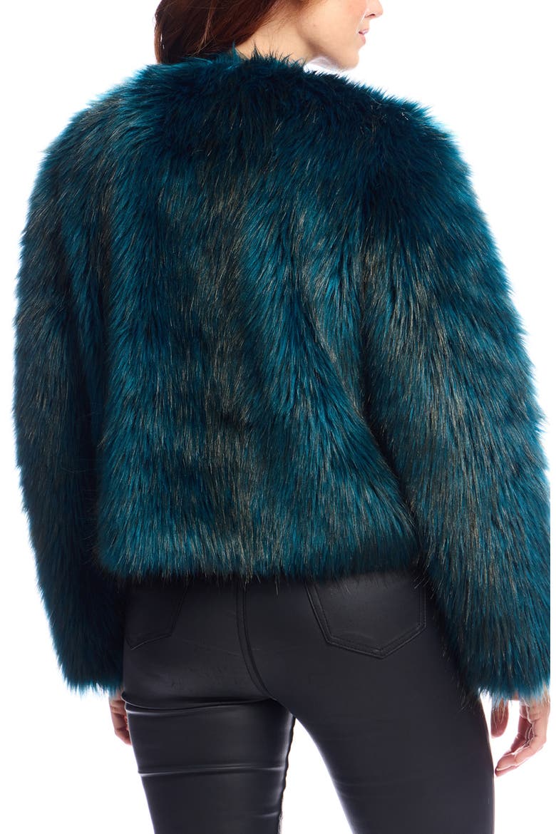 Happy Hour Faux Fur Jacket, Alternate, color, OCEAN