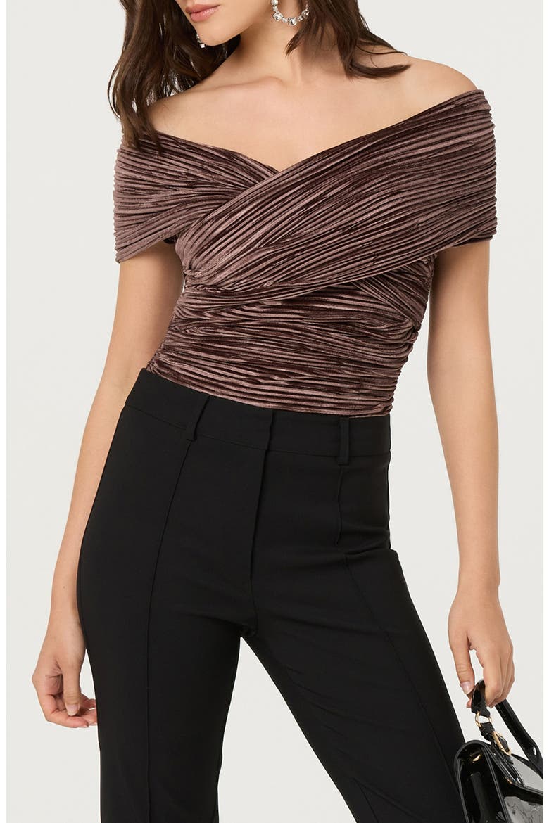 Mallina Off the Shoulder Top, Main, color, MUSHROOM