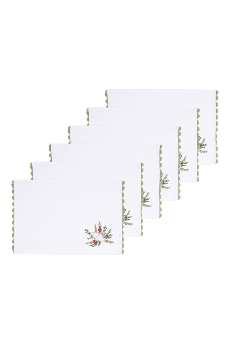 Coastal Tidings Christmas Set of 6 Placemats 14" x 20", Main, color, White