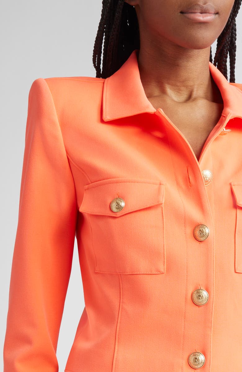 L'AGENCE Kumi Fitted Crop Jacket, Alternate, color, Electric Coral