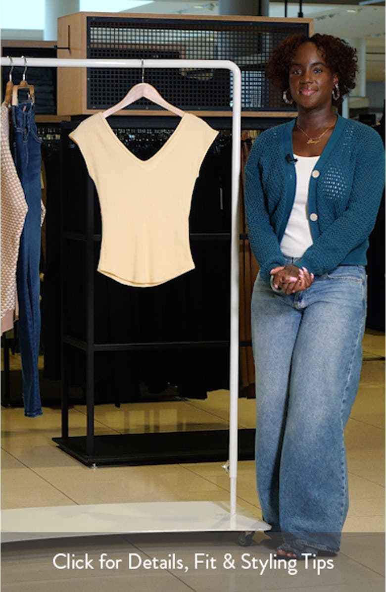 Double V-Neck Rib Knit Top, sales video thumbnail