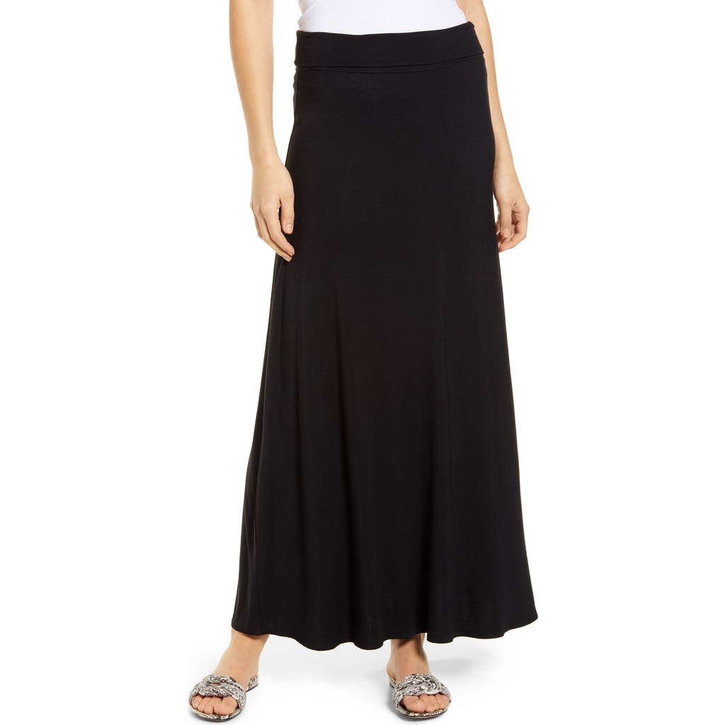 Loveappella Roll Top Maxi Skirt in Black at Nordstrom, Size Small