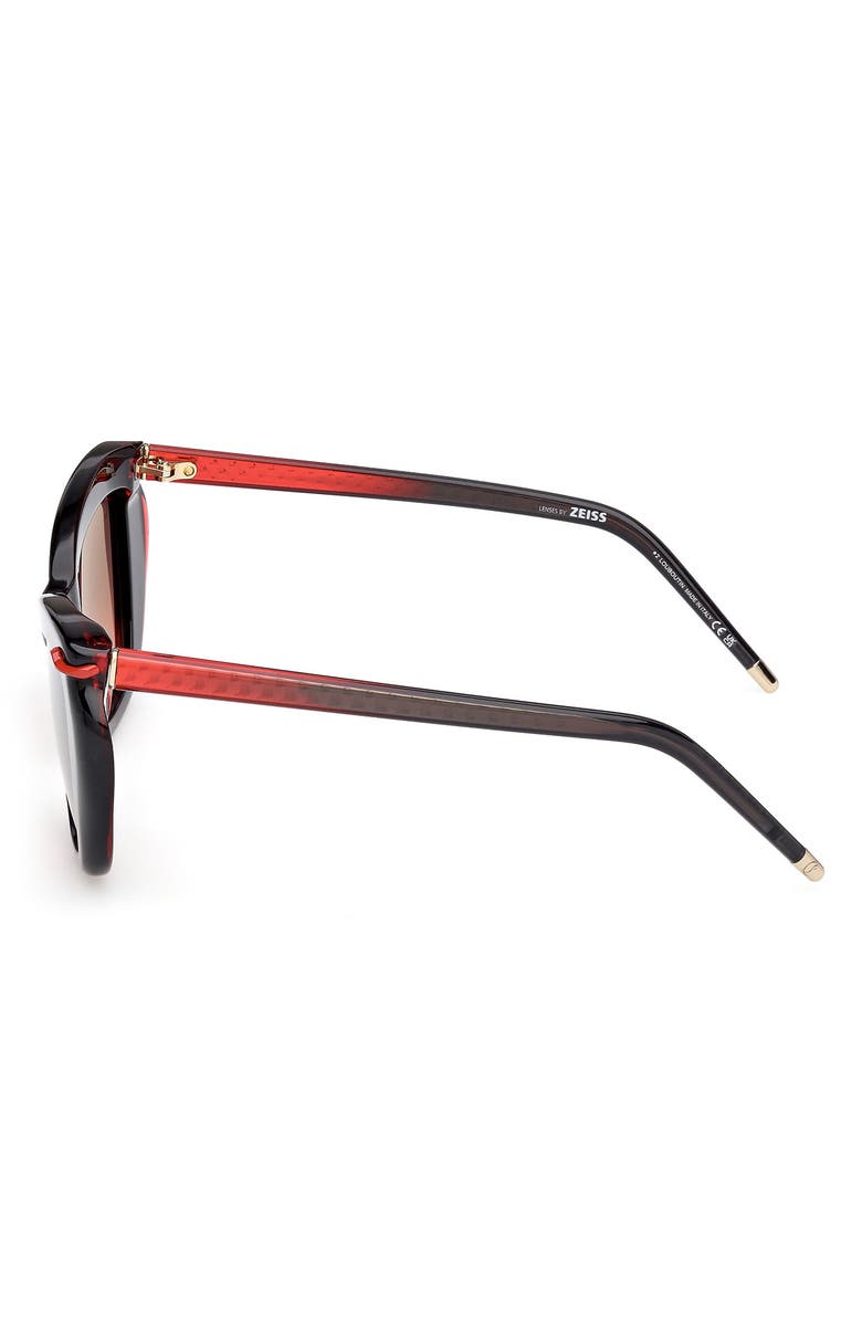 Christian Louboutin 53mm Geometric Sunglasses, Alternate, color, Black / Red Inside / Zeiss