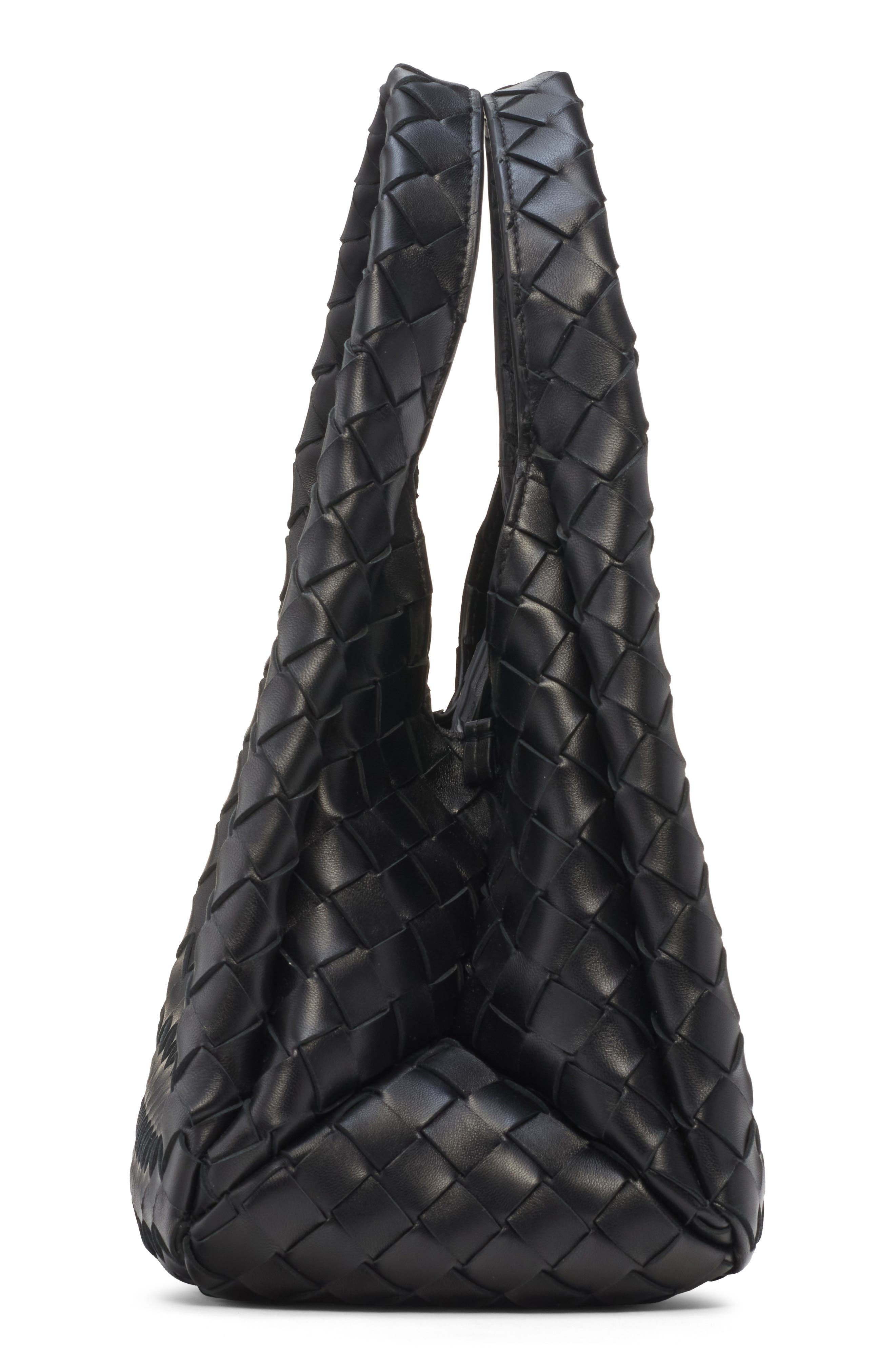 Bottega Veneta Small Campana Intrecciato Leather Shoulder Bag, Alternate, color, Black-Brass