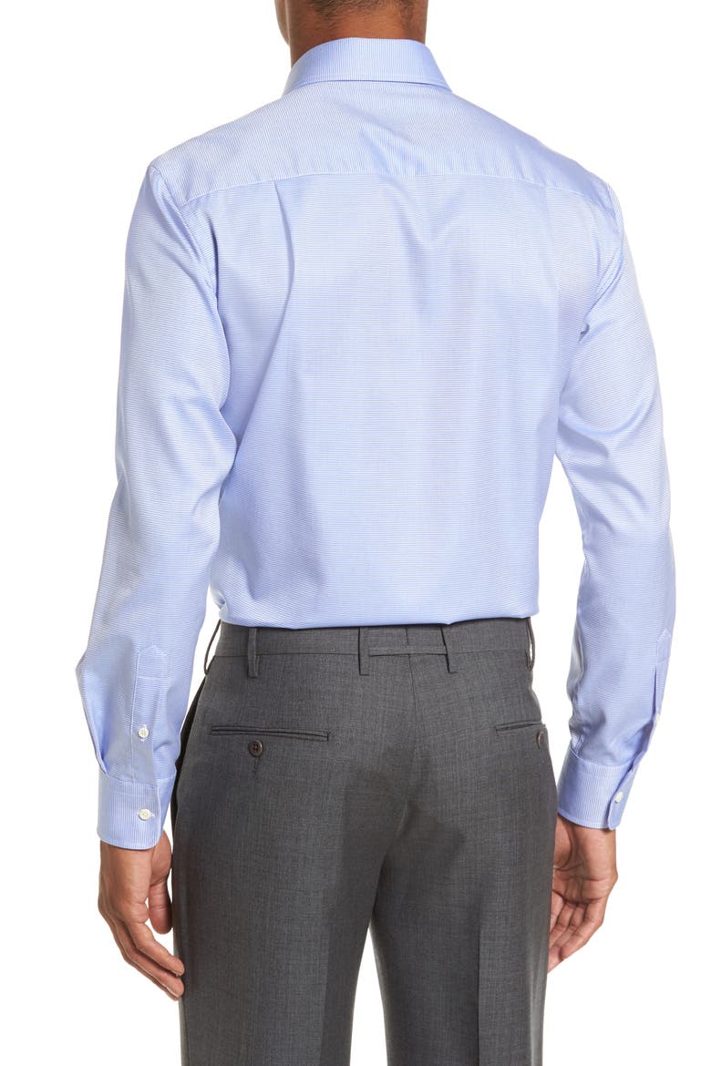 Trim Fit Microcheck Dress Shirt, Alternate, color, BLUE