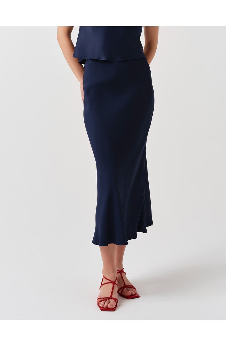 Ghost London Lyra Crepe Midi Skirt, Main, color, Navy