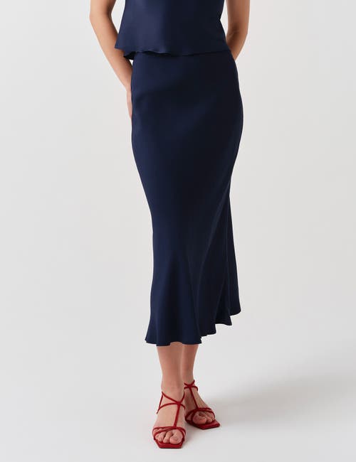 Ghost London Lyra Crepe Midi Skirt In Blue