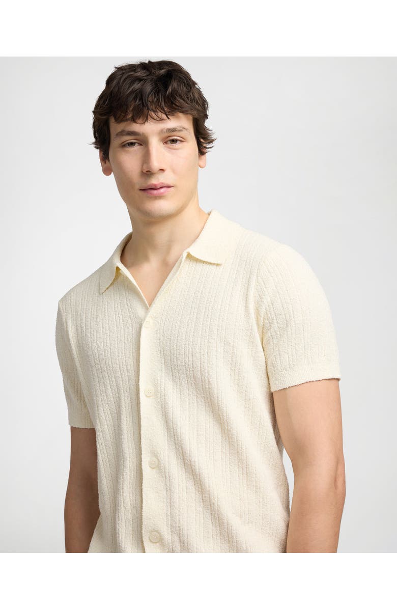 Onia Boucle Rib Button Up Shirt, Alternate, color, Cream