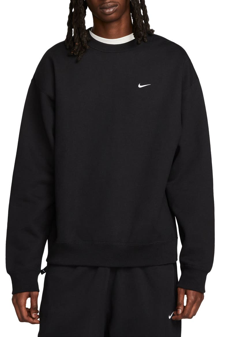 Solo Swoosh Oversize Crewneck Sweatshirt, Main, color, BLACK/ WHITE