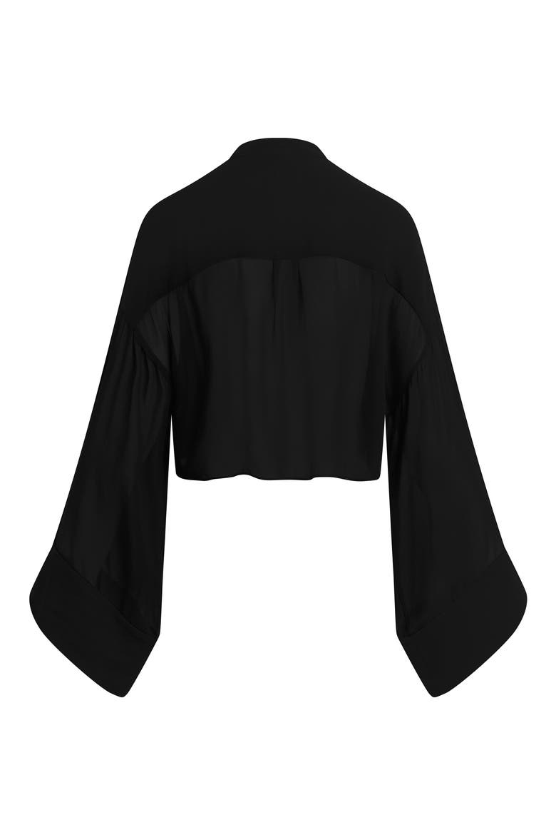 The Belle of the Ball Sheer Button-Up Shirt, Alternate, color, BLACK