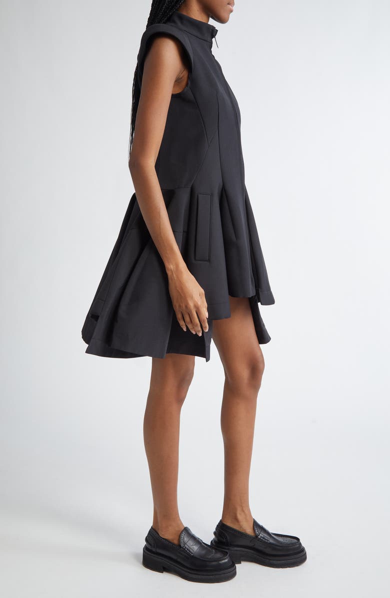 Sacai Mixed Media Cap Sleeve Dress, Alternate, color, 