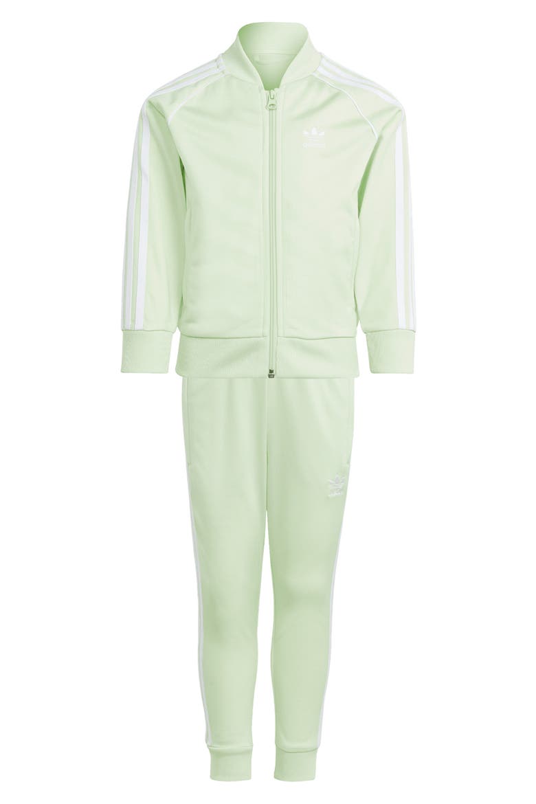 Kids' Adicolor Superstar Recycled Polyester Track Jacket & Pants Set, Main, color, SEMI GREEN SPARK