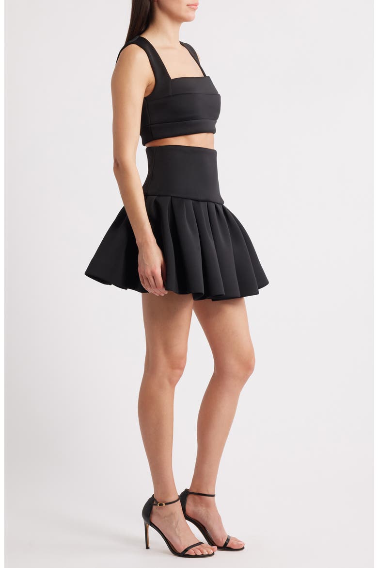 Pamina Crop Top & Skater Miniskirt Set, Alternate, color, BLACK