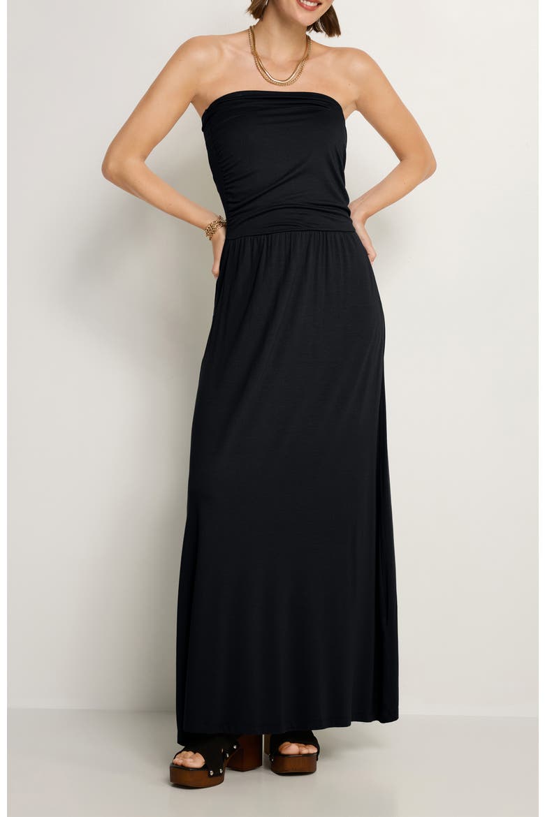 Women's Bandeau Maxi Dress, Main, color, Black