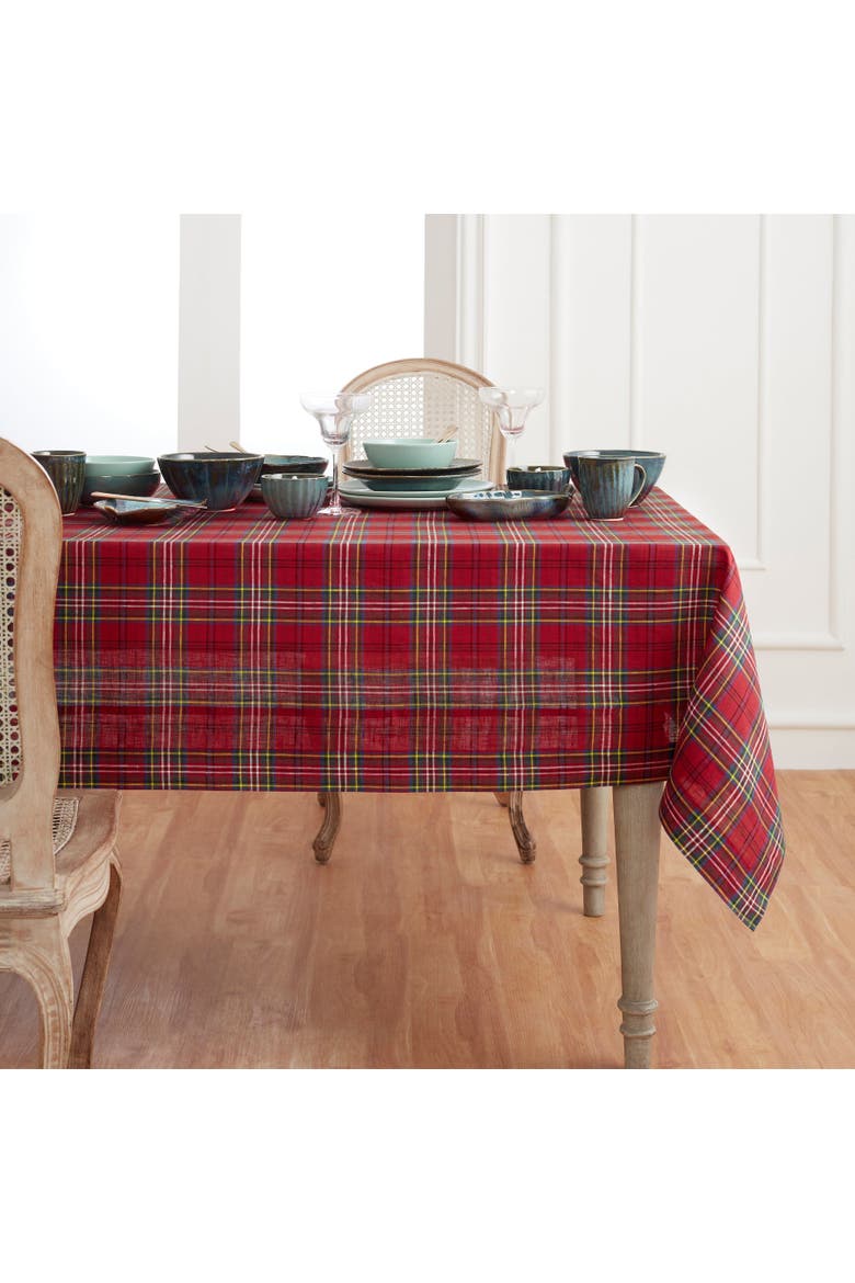 Linen Tablecloth - Classic Tartan Plaid, Main, color, Red