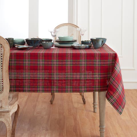Linen Tablecloth for Dining Table, Holiday and Everyday Dining Table Decor - Classic Tartan Plaid