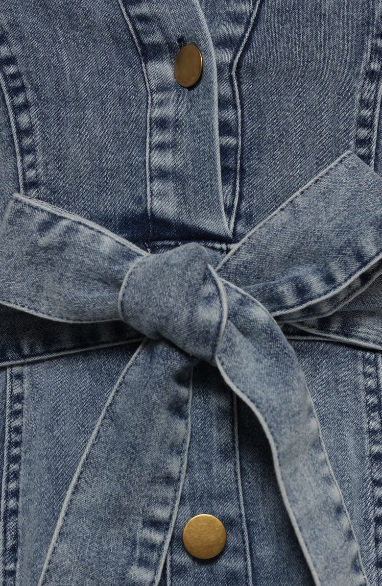 Petal & Pup Emberly Three-Quarter Sleeve Stretch Denim Maxi Dress, Alternate, color, Denim