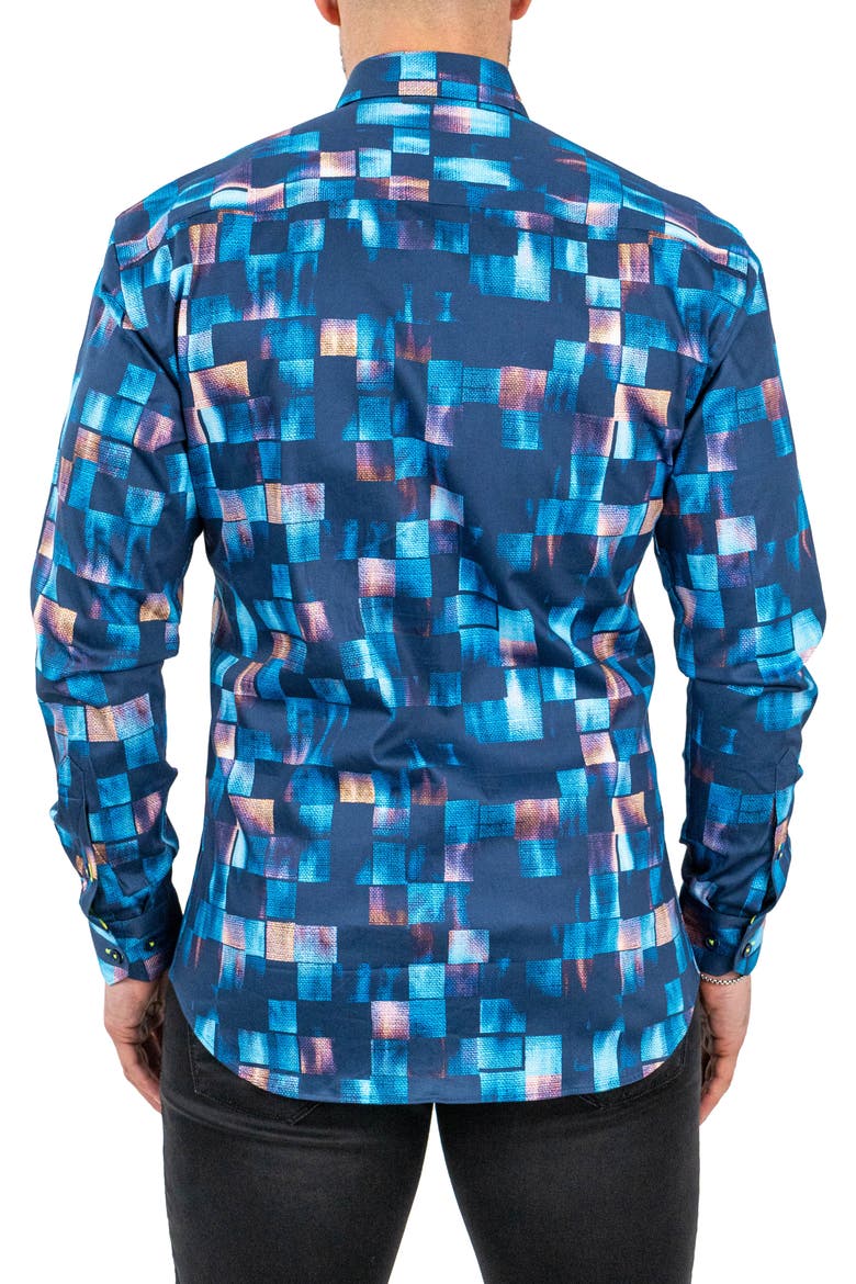 Fibonacci Sensored Contemporary Fit Button-Up Shirt, Alternate, color, BLUE
