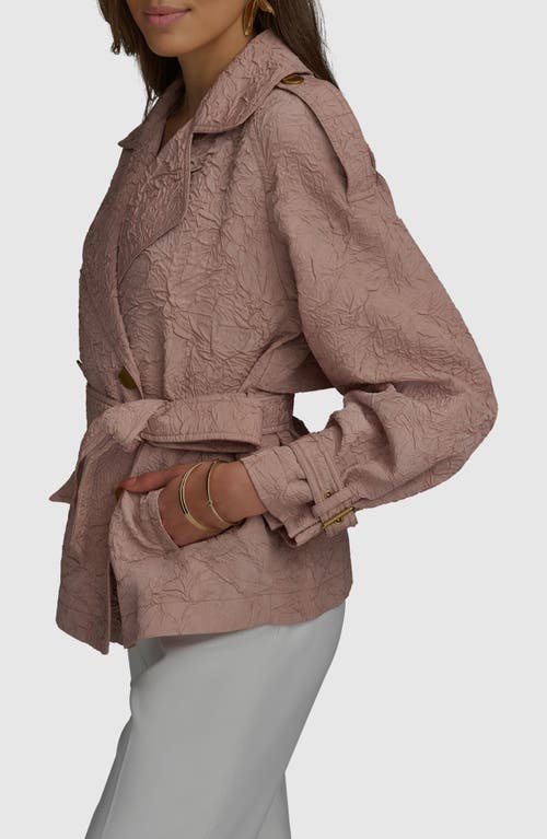 Donna Karan New York Textured Double Breasted Trench Jacket In Apricot Haze